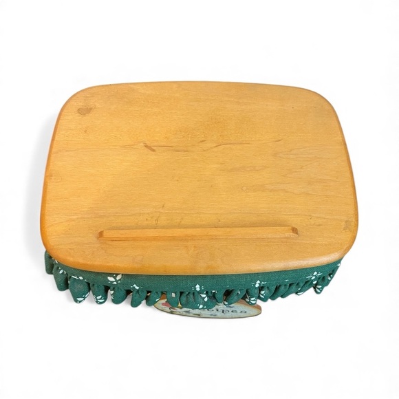 Longaberger Recipe Basket Fabric Lining, Tag & Wooden Lid Vintage - Picture 2 of 6